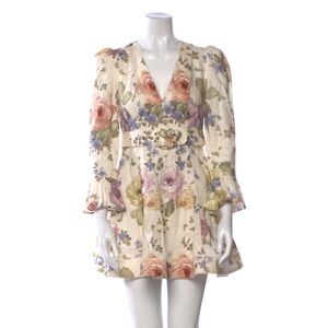 Zimmermann Belted Floral Sleeve Mini Dress 0P